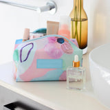 Spacious cosmetic makeup bag in box-shape, with design by Australian artist Jade fisher - from the Fleur collection.