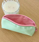 Makeup Pouch in Mint and Berry open