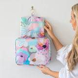 Hanging Toiletry Bag in design Fleur by artist Jade Fisher