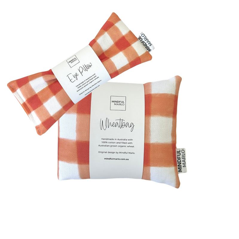 Wheatbag/Eye Pillow Bundle - Gingham Tangerine