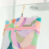 Hanging Toiletry Bag in design Romy by artist Jade Fisher featuring hook